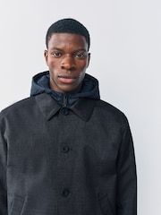Navy Blue Quilted Shower Resistant Hooded Jacket - Image 3 of 10