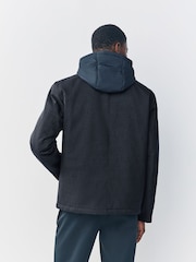 Navy Blue Quilted Shower Resistant Hooded Jacket - Image 6 of 10
