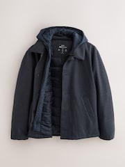 Navy Blue Quilted Shower Resistant Hooded Jacket - Image 8 of 10