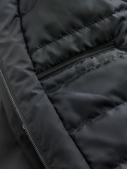 Black Quilted Shower Resistant Hooded Jacket - Image 11 of 12