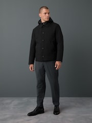 Black Quilted Shower Resistant Hooded Jacket - Image 2 of 12