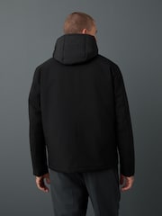 Black Quilted Shower Resistant Hooded Jacket - Image 3 of 12