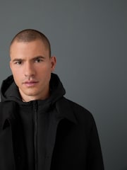 Black Quilted Shower Resistant Hooded Jacket - Image 4 of 12