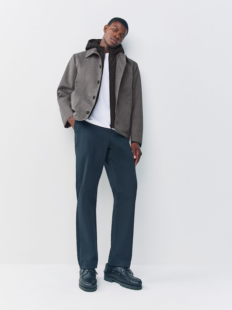 Grey Marl Quilted Shower Resistant Hooded Jacket - Image 2 of 9