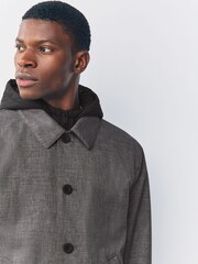 Grey Marl Quilted Shower Resistant Hooded Jacket - Image 5 of 9