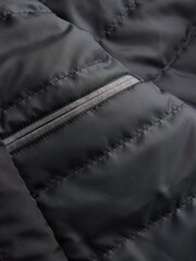 Grey Marl Quilted Shower Resistant Hooded Jacket - Image 7 of 9