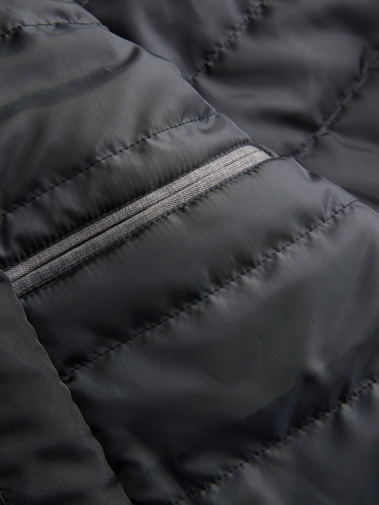 Grey Marl Quilted Shower Resistant Hooded Jacket - Image 9 of 9