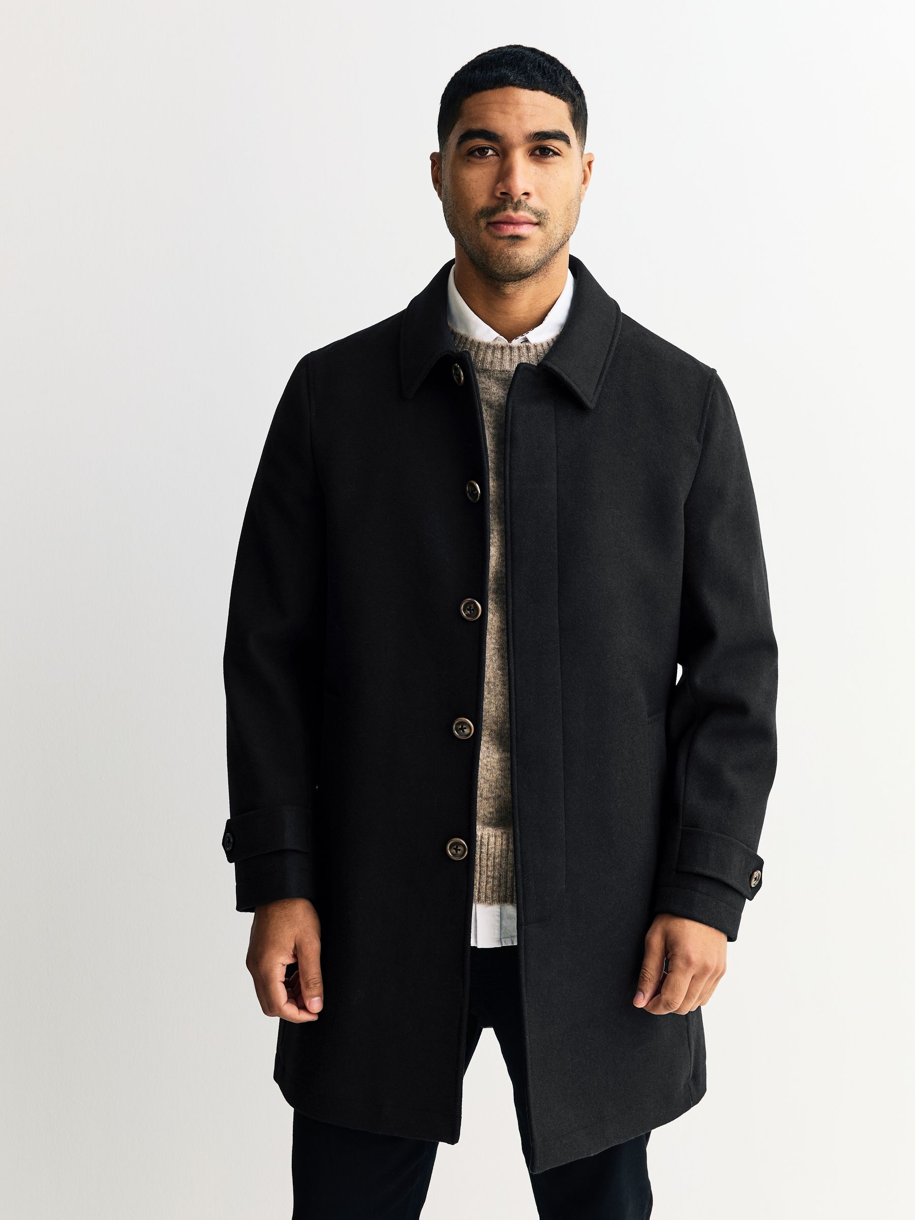 Buy Black Wool Blend Coat from Next USA