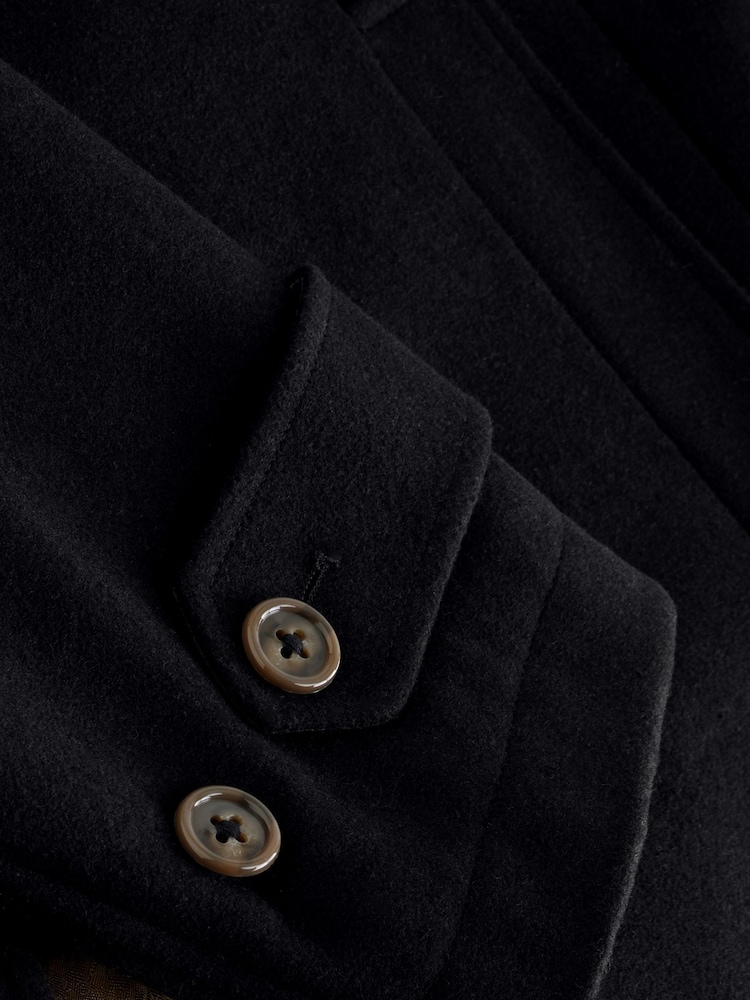 Black Wool Blend Mac Coat - Image 8 of 8