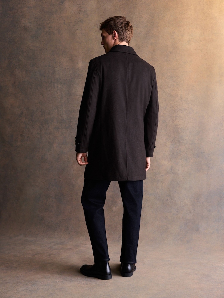 Brown Wool Blend Mac Coat - Image 2 of 5