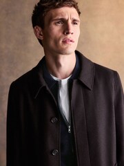 Brown Wool Blend Mac Coat - Image 4 of 5
