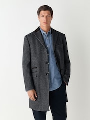 Charcoal Grey Wool Rich Epsom With Corduroy Trim Coat - Image 1 of 5