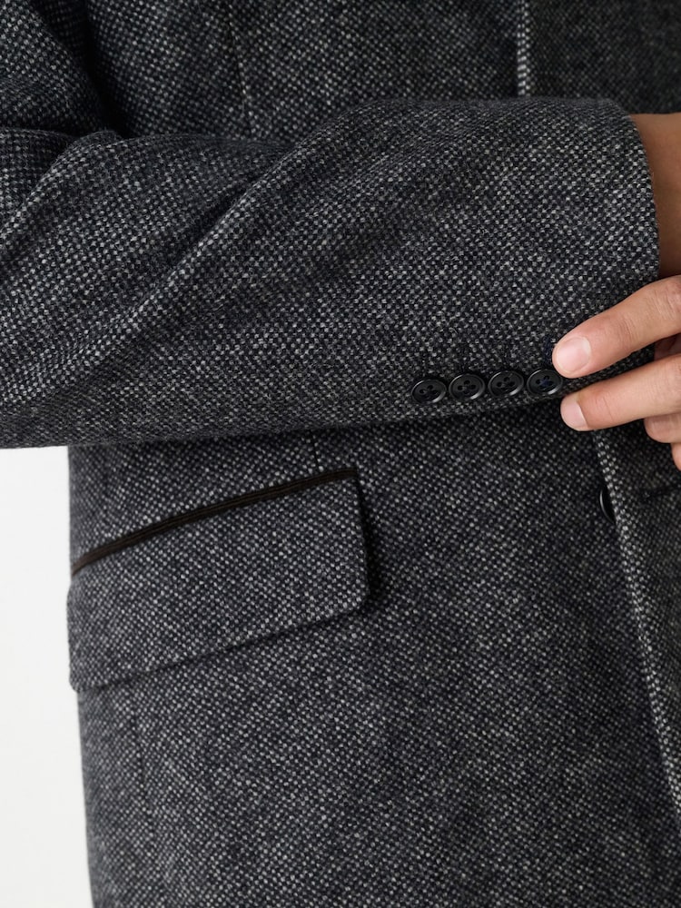Charcoal Grey Wool Rich Epsom With Corduroy Trim Coat - Image 5 of 5