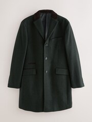 Green Wool Rich Epsom With Corduroy Trim Coat - Image 1 of 7