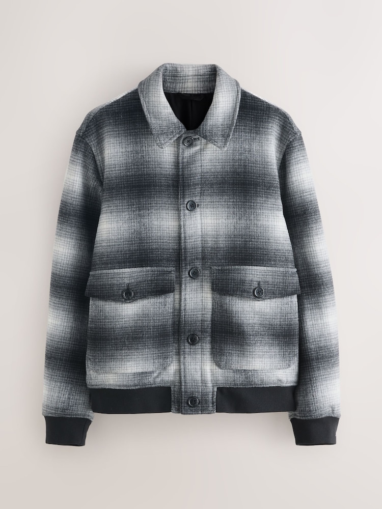 Black/White Wool Blend Soft Touch Check Jacket - Image 1 of 6 Black/White Wool Blend Soft Touch Check Jacket - Image 1 of 6