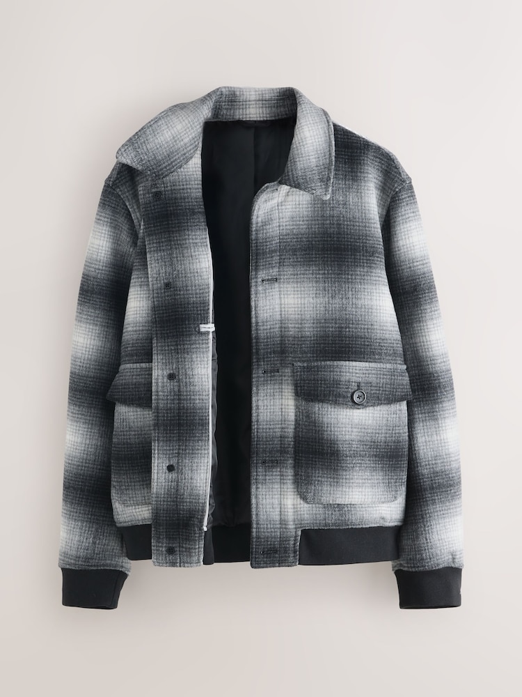 Black/White Wool Blend Soft Touch Check Jacket - Image 2 of 6 Black/White Wool Blend Soft Touch Check Jacket - Image 2 of 6