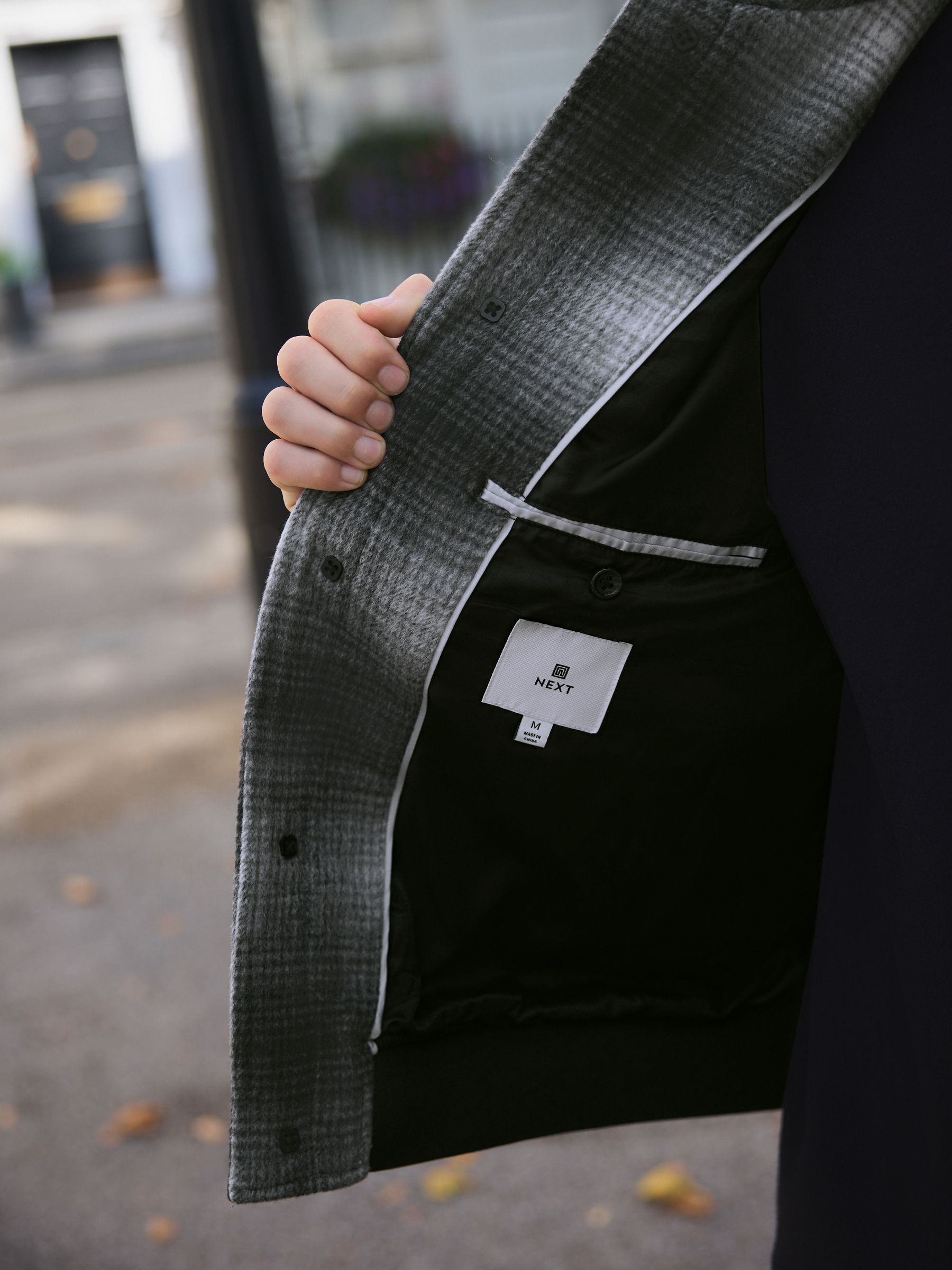 Buy Black/White Wool Blend Soft Touch Check Jacket from Next USA