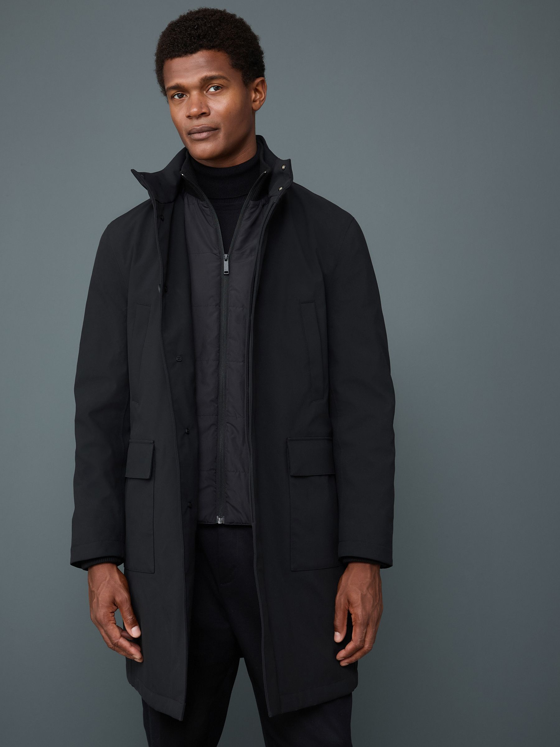 Buy Black Drytech Waterproof Quilted Funnel Neck Coat from the Next UK ...