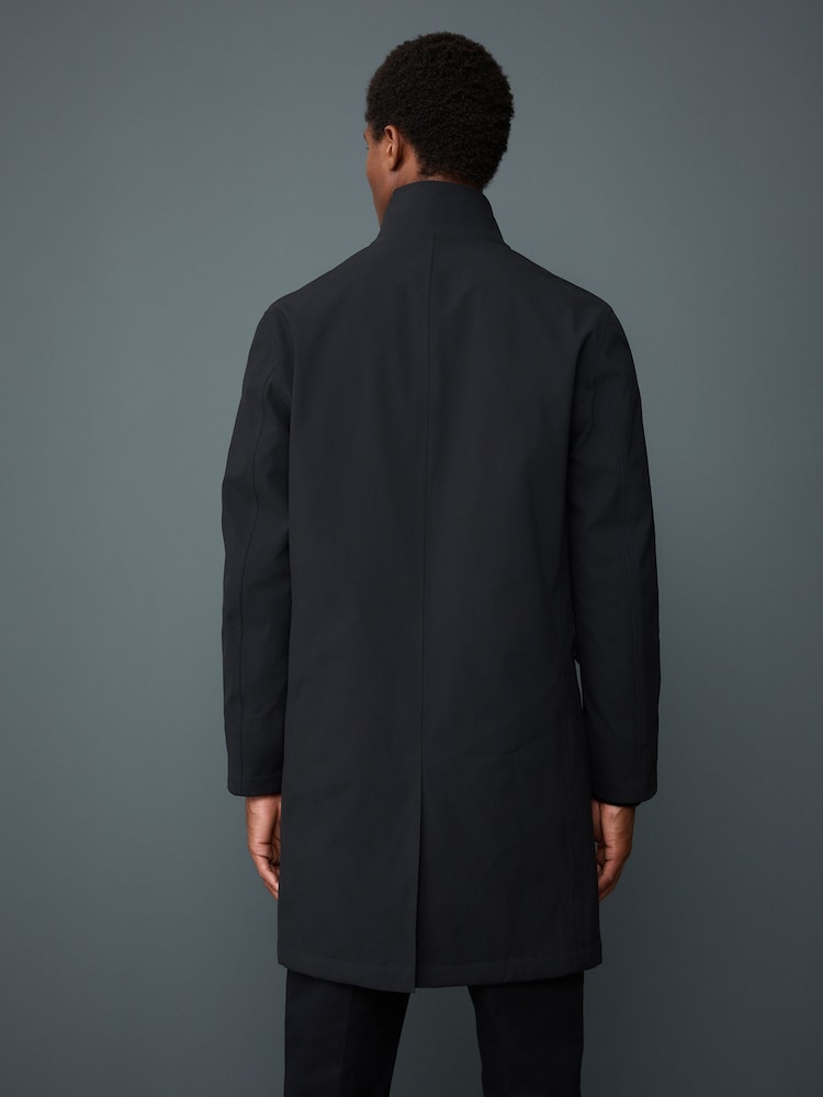 Black Waterproof Quilted Funnel Neck Coat - Image 2 of 9