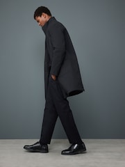 Black Waterproof Quilted Funnel Neck Coat - Image 4 of 9