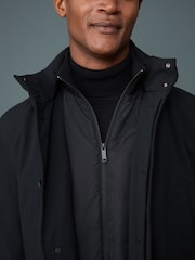 Black Waterproof Quilted Funnel Neck Coat - Image 5 of 9
