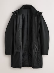Black Waterproof Quilted Funnel Neck Coat - Image 7 of 9
