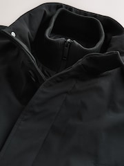 Black Waterproof Quilted Funnel Neck Coat - Image 8 of 9