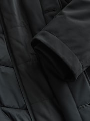 Black Waterproof Quilted Funnel Neck Coat - Image 9 of 9