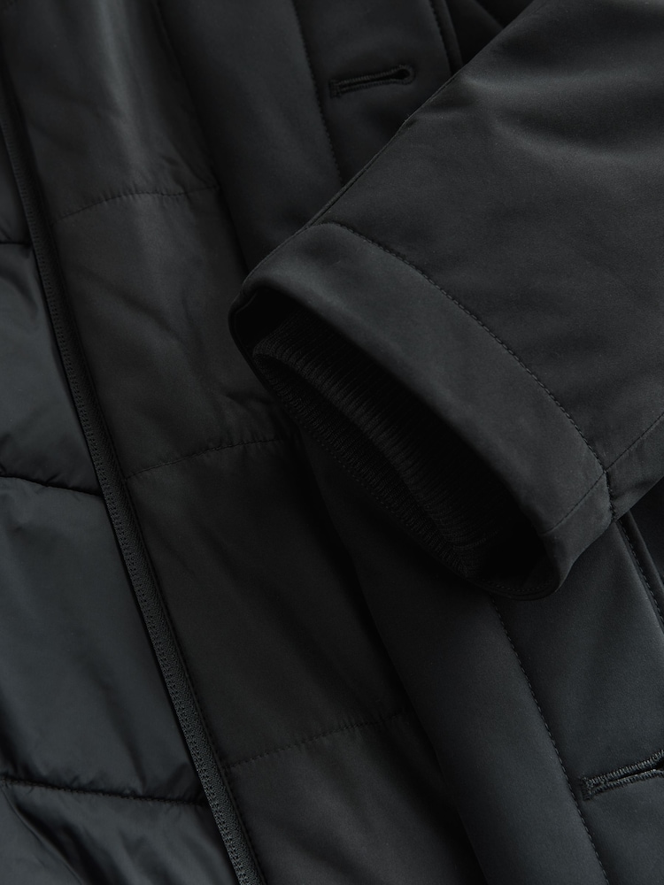 Black Waterproof Quilted Funnel Neck Coat - Image 9 of 9