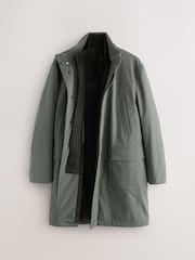 Green Waterproof Quilted Funnel Neck Coat - Image 2 of 6
