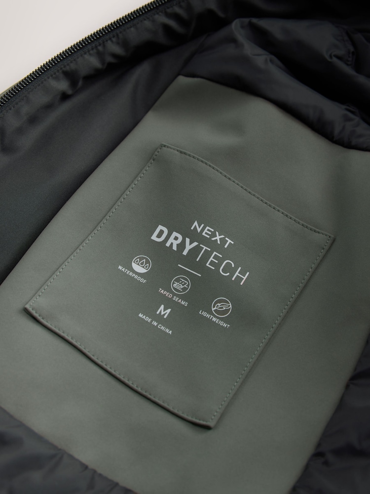 Green Waterproof Quilted Funnel Neck Coat - Image 6 of 6