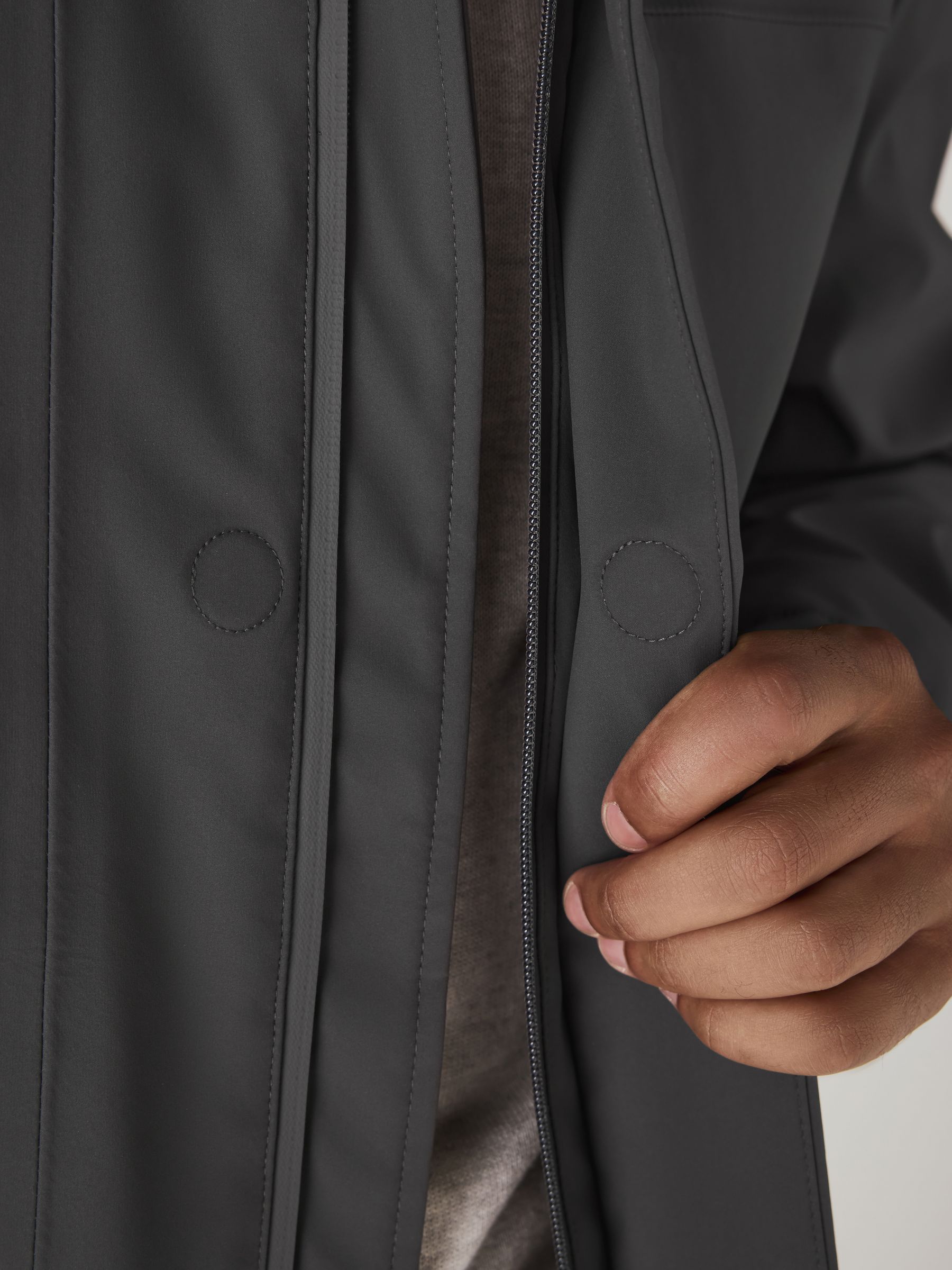 Buy Grey Regular Fit Drytech Waterproof Hooded Coat with Taped