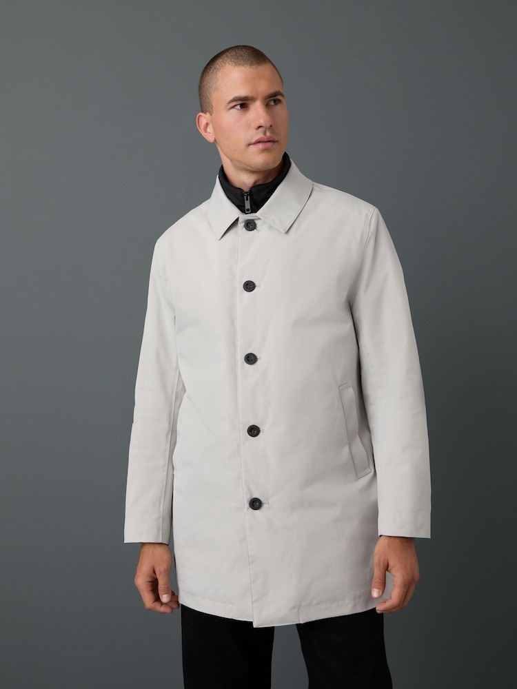 Grey Shower Resistant Padded Funnel Neck Coat - Image 1 of 6