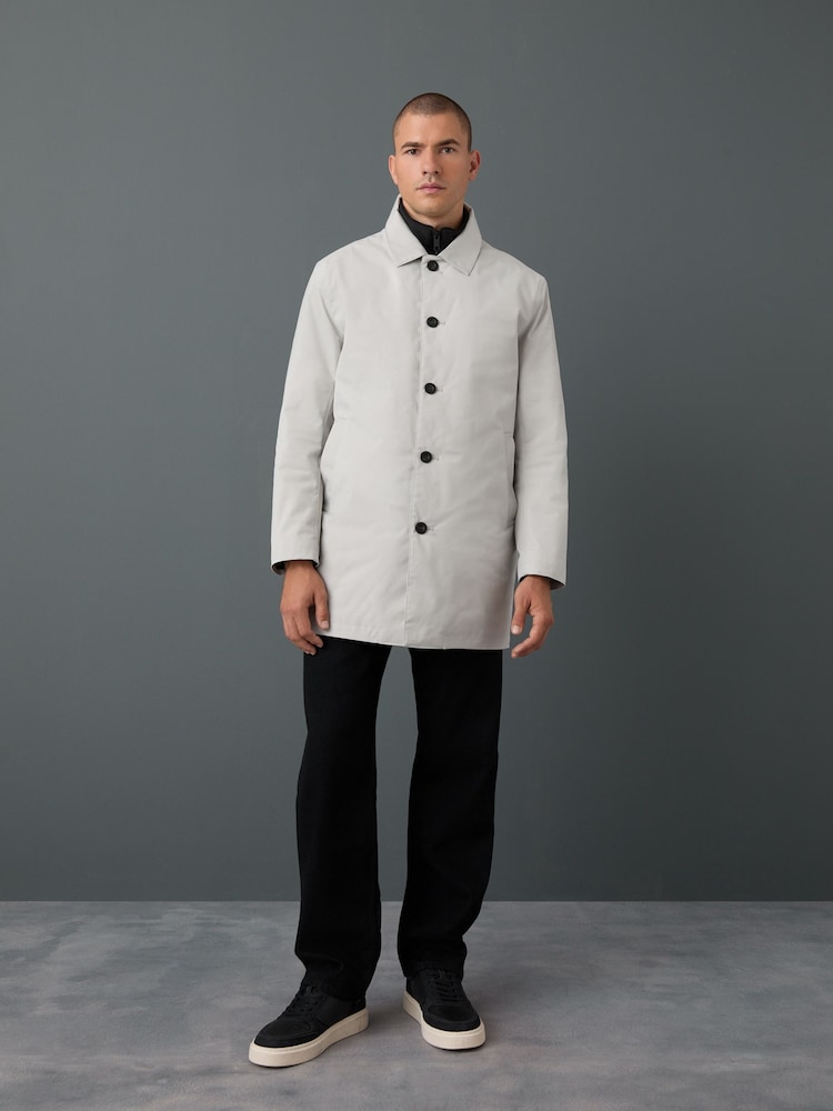 Grey Shower Resistant Padded Funnel Neck Coat - Image 2 of 6