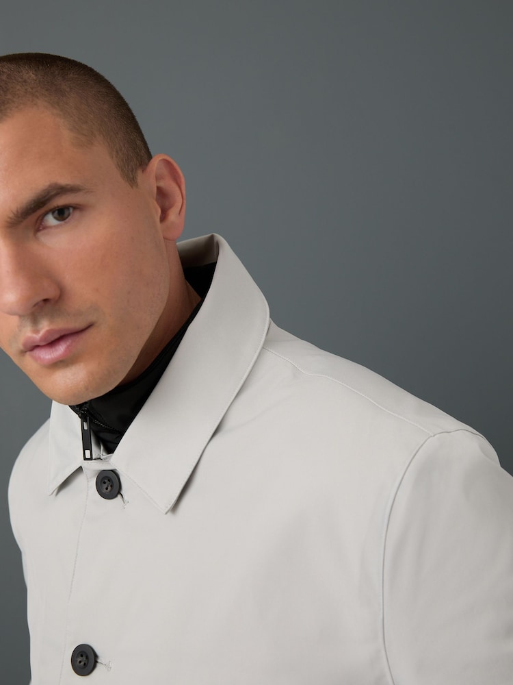 Grey Shower Resistant Padded Funnel Neck Coat - Image 6 of 6