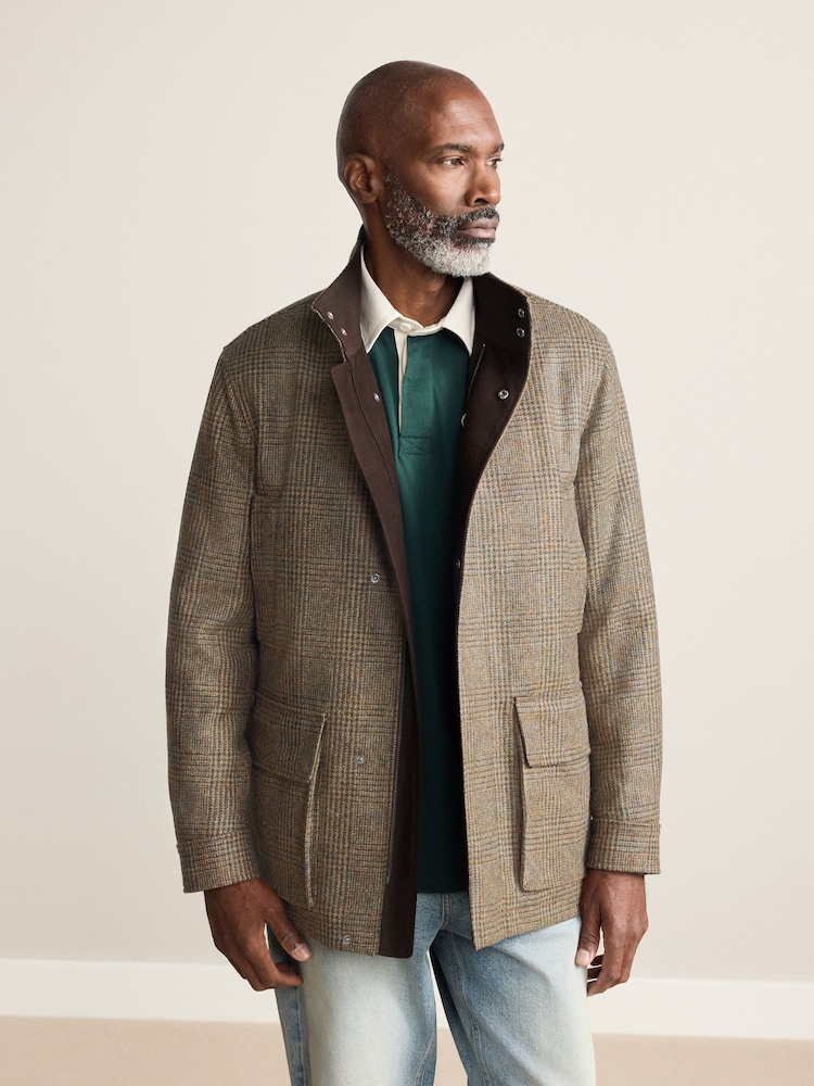 Green Signature Moon Four Pocket Funnel Neck Showerproof Coat - Image 1 of 10