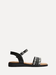 Linzi Black Wide Fit Topaz Embellished Front Strap Sandals - Image 2 of 5