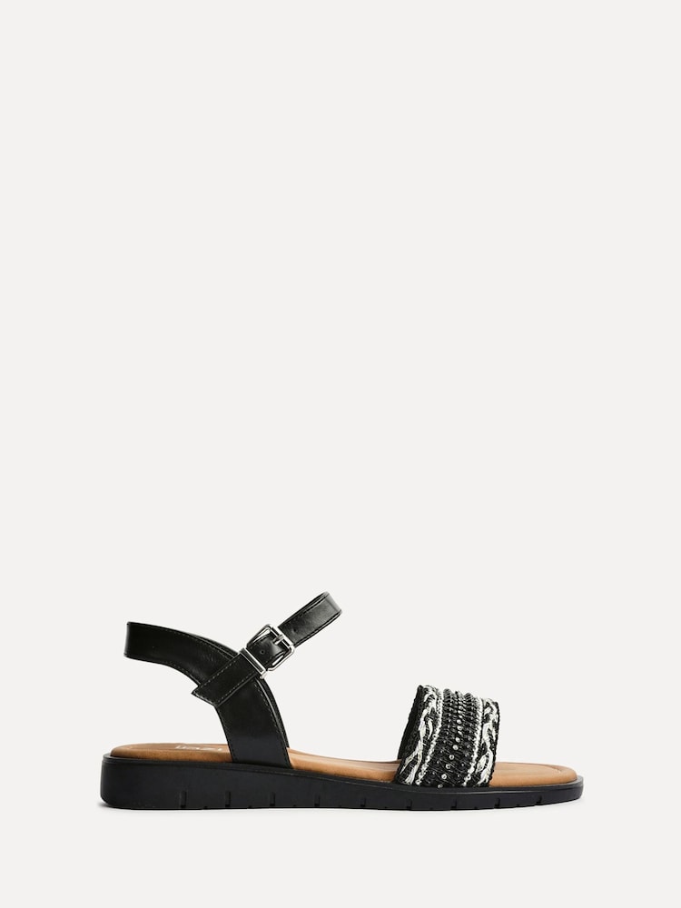 Linzi Black Wide Fit Topaz Embellished Front Strap Sandals - Image 2 of 5