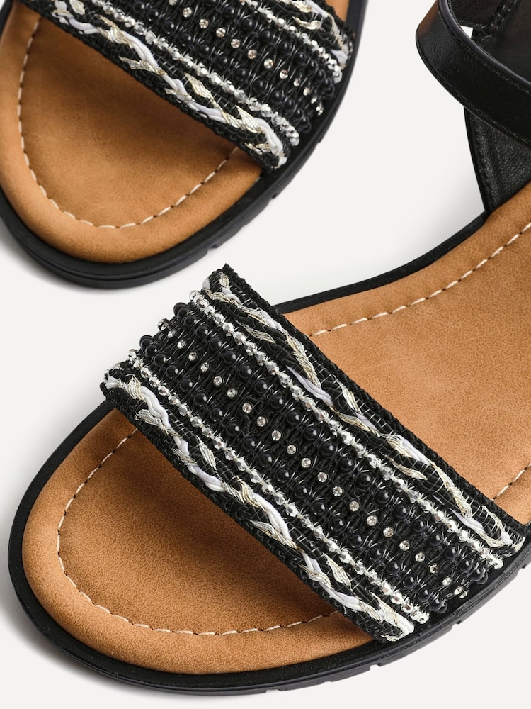 Linzi Black Wide Fit Topaz Embellished Front Strap Sandals - Image 5 of 5
