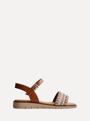 Linzi Brown Wide Fit Topaz Embellished Front Strap Sandals - Image 2 of 5