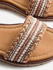 Linzi Brown Wide Fit Topaz Embellished Front Strap Sandals - Image 5 of 5