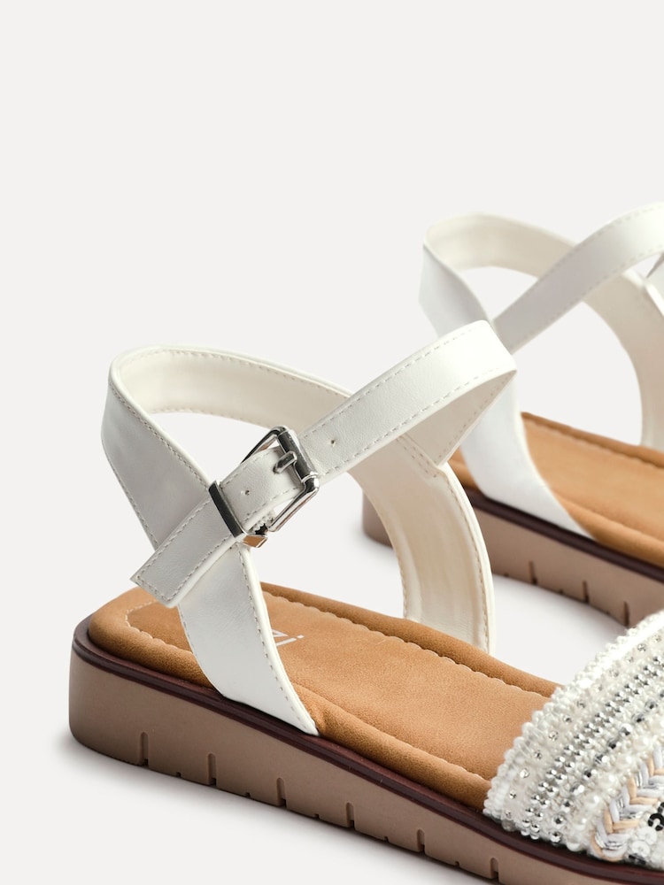 Linzi White Wide Fit Topaz Embellished Front Strap Sandals - Image 5 of 5