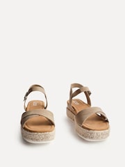 Linzi Brown Sarelli Wide Fit Flatform Sandals With Plaited & Cork Wedge - Image 3 of 5