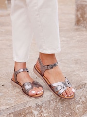 Linzi Silver Twirl Cut Out Front Strap Sandals - Image 1 of 5