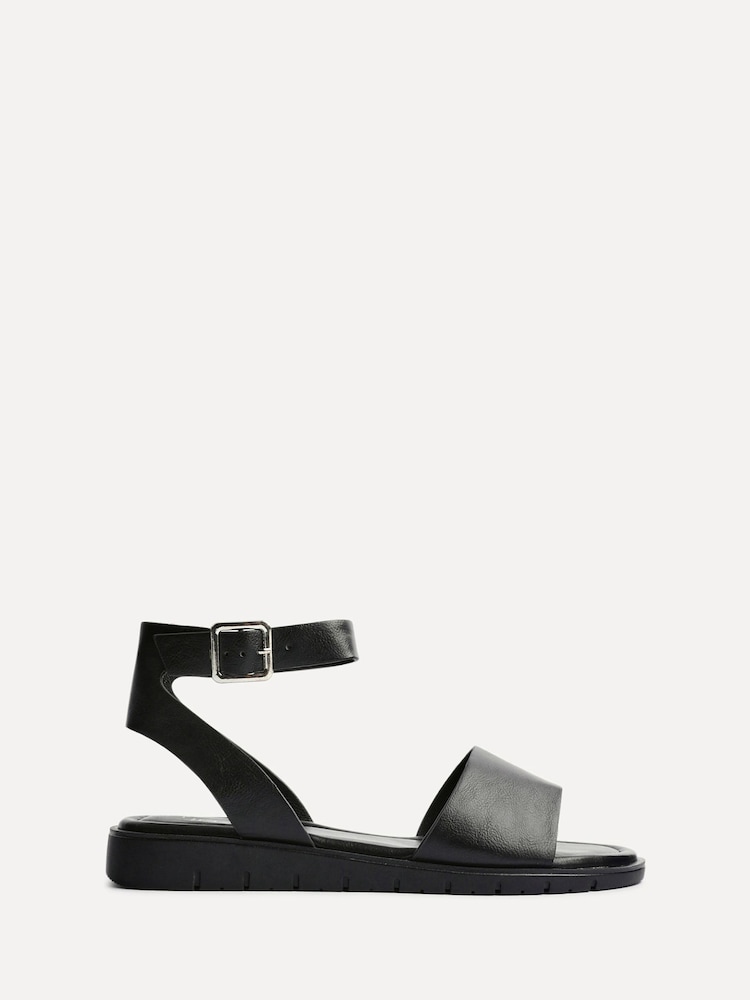Linzi Black Wide Fit Denia Flat Sandals - Image 2 of 5