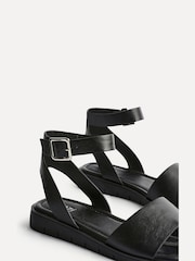 Linzi Black Wide Fit Denia Flat Sandals - Image 4 of 5