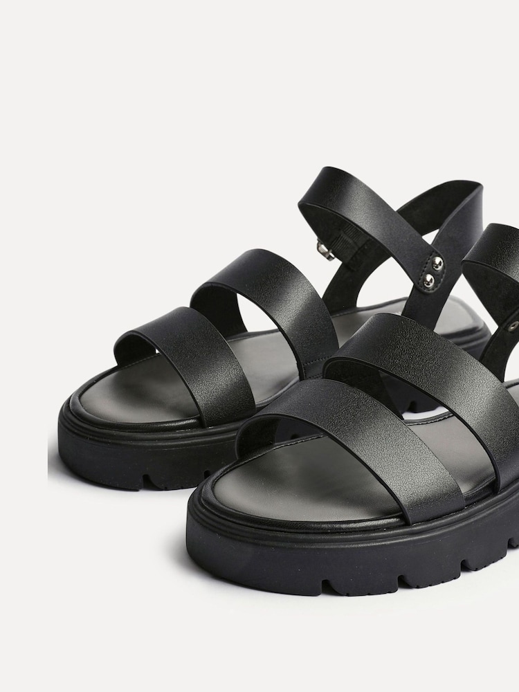 Linzi Black Tayla Wide Fit Gladiator Style Two Strap Sandals - Image 4 of 5