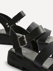 Linzi Black Tayla Wide Fit Gladiator Style Two Strap Sandals - Image 5 of 5
