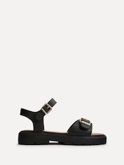 Linzi Black Wide Fit Rocket Flatform Sandals With Buckle Detail - Image 2 of 5