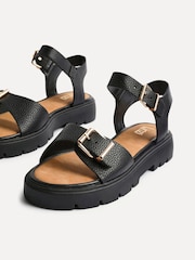 Linzi Black Wide Fit Rocket Flatform Sandals With Buckle Detail - Image 4 of 5